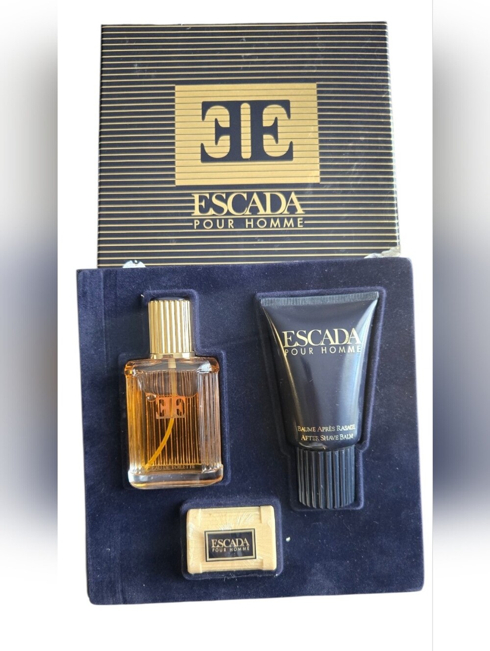 Vintage ESCADA Pour Homme 3-Piece Gift Set EDT + After Shave Balm + Soap | Rare